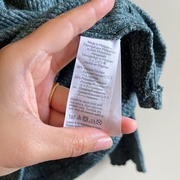 JCREW Button-shoulder ribbed turtleneck Knit top‎ Green Womens Size L - Picture 6 of 8